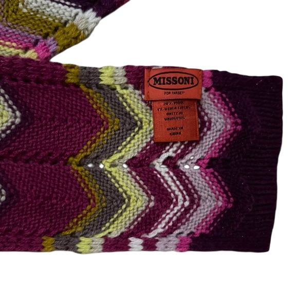 Missoni Multicolor Chevron Knit Scarf Burgundy Green Purple Pink - Picture 4 of 5
